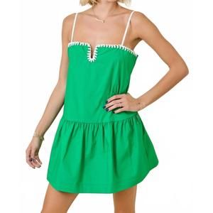 NEW DAY + MOON poplin drop waist mini dress in kelly green